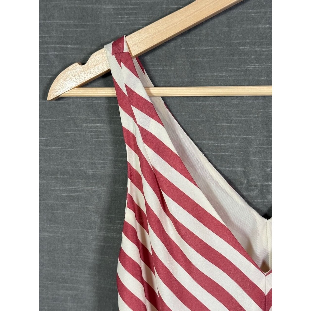 Ann Taylor Loft Women Red White Striped Sleeveless V-Neck Elastic Waist Dress XS - Picture 12 of 14